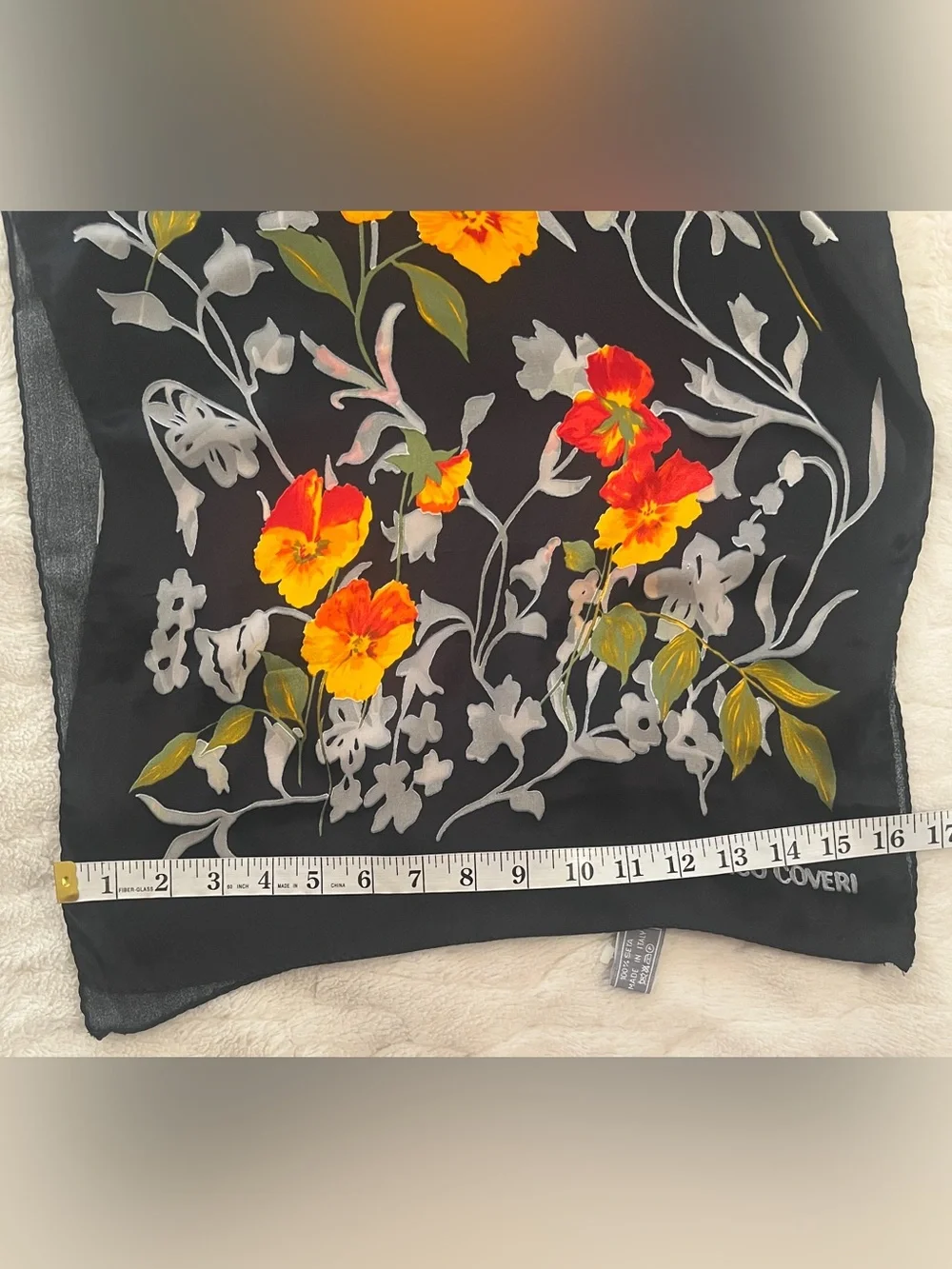 Enrico Coveri 100% silk floral scarf Vintage 80’s made in Italy